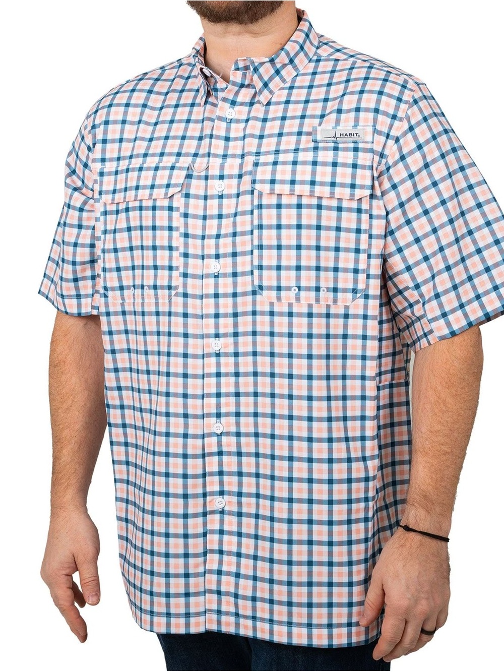 Habit UPF 50+ Fishing Shirt Men’s Large Plaid Short Sleeve Performance Button